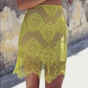 Yellow Eyelash Lace Skirt